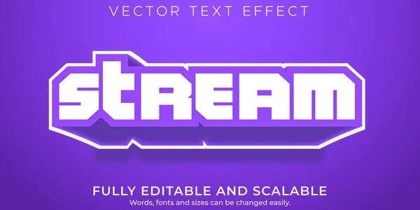 Stream Efeito Texto Editável Jogos Streaming Estilo Texto — Vetor de Stock