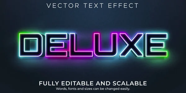 Deluce Neon Editável Efeito Texto Brilhante Neon Estilo Texto — Vetor de Stock