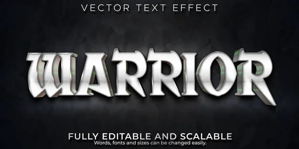 Warrior Bewerkbaar Teksteffect Metallic Glanzende Tekststijl — Stockvector