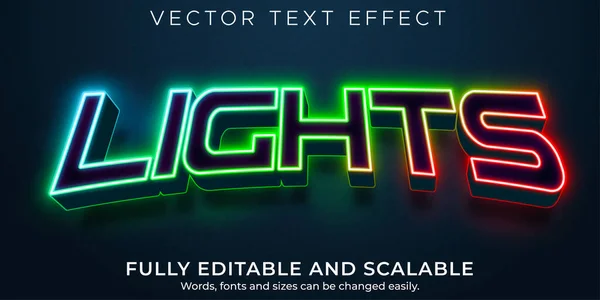 Luzes Esporte Editável Efeito Texto Rgb Neon Estilo Texto — Vetor de Stock