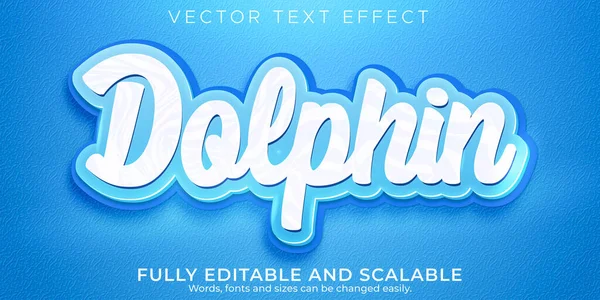 Delphinblauer Texteffekt Editierbarer Meeres Und Wassertextstil — Stockvektor