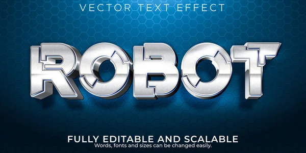 Robot Metallic Text Effect Editable Tech Shine Text Style — Stock Vector