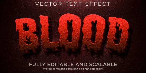 Efeito Texto Horror Sangue Estilo Texto Assustador Vermelho Editável —  Vetores de Stock
