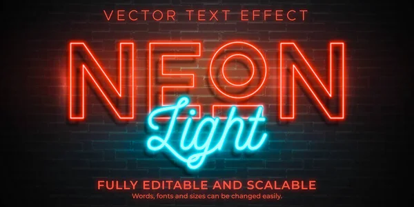 Effet Texte Clair Néon Rétro Modifiable Style Texte Lumineux — Image vectorielle