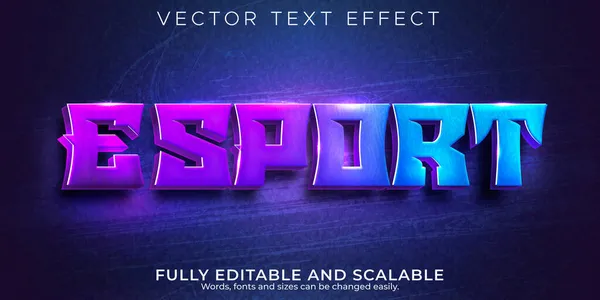 Esport Efeito Texto Jogo Editável Estilo Texto Neon — Vetor de Stock
