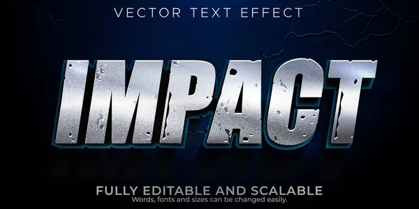 Impacto Efeito Texto Editável Estilo Texto Metálico Brilhante —  Vetores de Stock