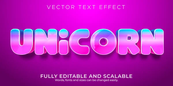 Unicorn Рожевий Ефект Тексту Редаговане Світло Який Стиль Тексту — стоковий вектор