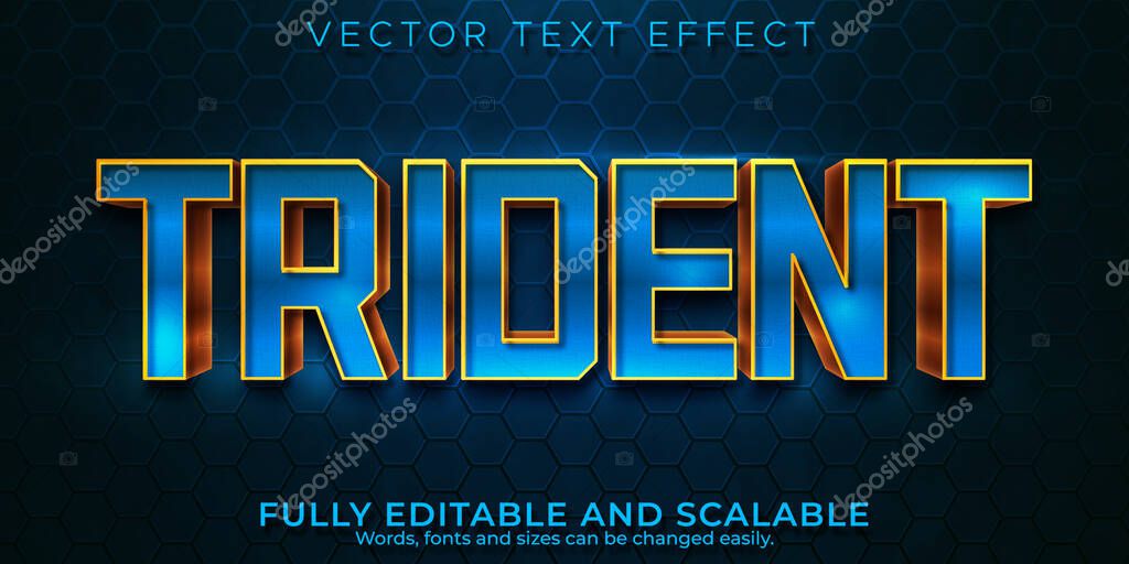Editable text effect trident, 3d water and ocean font style