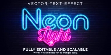 Neon ışığı metin efekti, düzenlenebilir retro ve parlayan metin biçimi