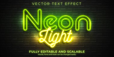 Neon ışığı metin efekti, düzenlenebilir retro ve parlayan metin biçimi