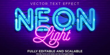 Neon ışığı metin efekti, düzenlenebilir retro ve parlayan metin biçimi