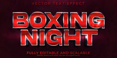 Boxing Night metin efekti, düzenlenebilir metalik ve kırmızı metin biçimi