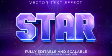 Yıldız metin efekti, düzenlenebilir boşluk ve galaksi metin biçimi