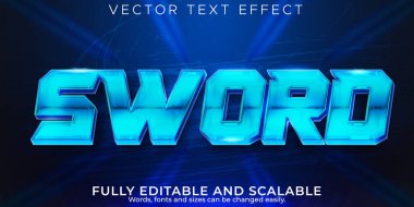 Kılıç metin efekti, düzenlenebilir metalik ve gelecek metin biçimi