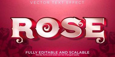 Gül pembe metin efekti, düzenlenebilir kız ve şirin metin tarzı