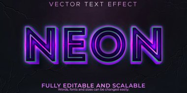 Neon ışığı metin efekti, düzenlenebilir retro ve parlayan metin biçimi