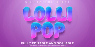 Düzenlenebilir metin efekti lolipop, 3d şeker ve şeker yazı tipi biçimi