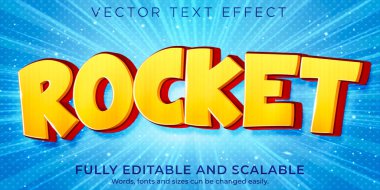 Roket çizgi film metin efekti, düzenlenebilir çizgi roman ve komik metin biçimi