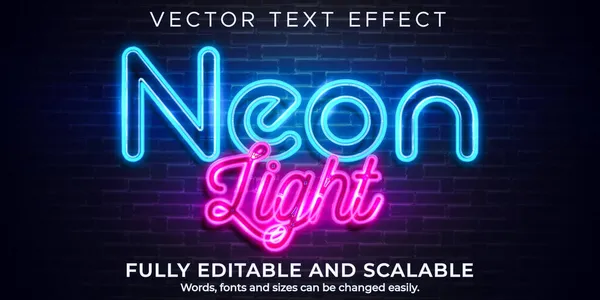 Neon ışığı metin efekti, düzenlenebilir retro ve parlayan metin biçimi