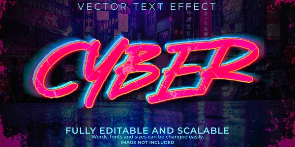 Efecto Texto Cibernético Futuro Editable Estilo Texto Neón — Archivo Imágenes Vectoriales