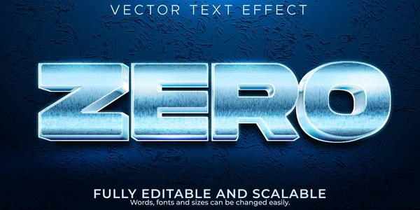 Zero Metallic Text Effect Editable Iron Steel Text Style — Stock Vector
