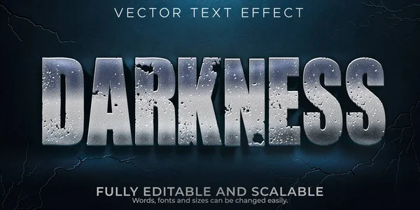 Darkness Metallic Text Effect Editable Shiny Dark Text Styl — Stock Vector