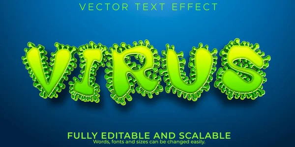 Efeito Texto Vívido Por Vírus Bactérias Editáveis Estilo Texto Gripe — Vetor de Stock