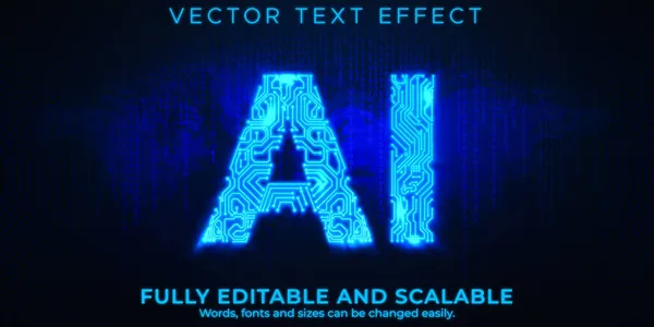 Artificial Intelligence Text Effect Editable Technology Sci — Stock Vector