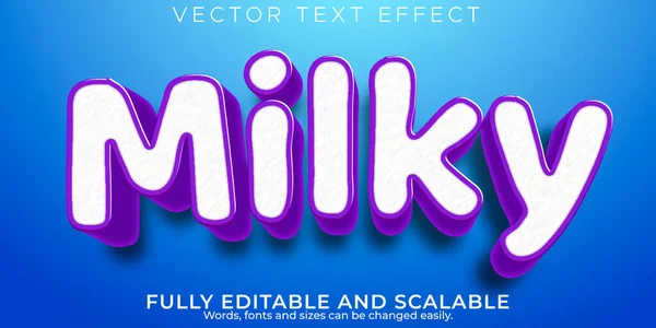 Milky White Text Effect Editable Organic Cow Style — Stock Vector
