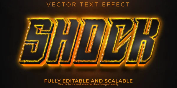 Efeito Texto Choque Fogo Estilo Texto Elétrico Energético Editável — Vetor de Stock