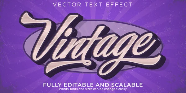 Retro Vintage Text Effect Editable 70S 80S Text Style — Stock Vector