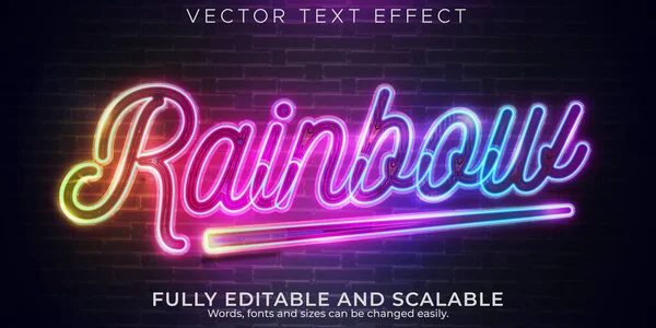 Neon Light Text Effect Editable Retro Glowing Text Style — Stock Vector