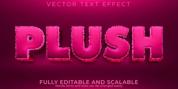 Effet Texte Peluche Style Texte Rose Doux Modifiable — Image vectorielle