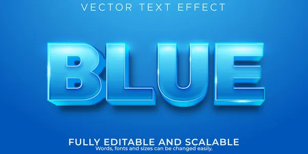 青いテキストエフェクト 編集可能な水と海のテキストスタイル — ストックベクタ