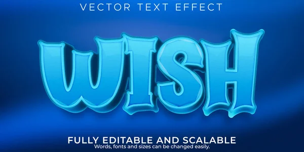 Cartoon Wish Text Effect Editable Comic Kids Text Style — Stock Vector