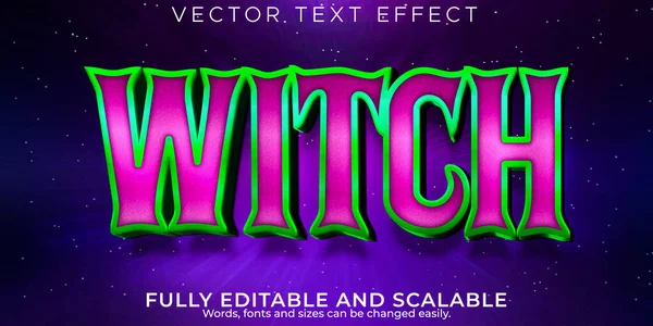 Efeito Texto Terror Bruxa Magia Editável Styl Texto Halloween — Vetor de Stock