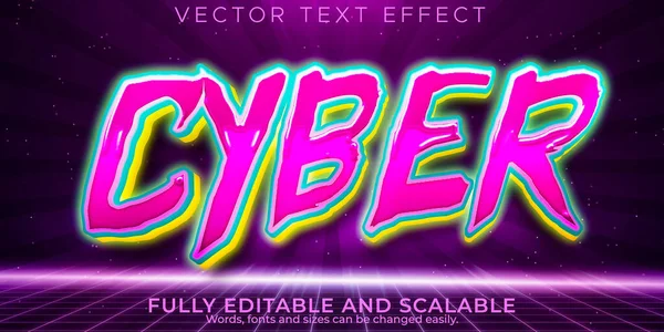 Efeito Texto Cibernético Futuro Editável Estilo Texto Neon — Vetor de Stock