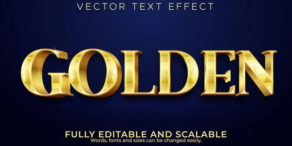 Efeito Texto Editável Dourado Brilho Estilo Fonte Luxo —  Vetores de Stock