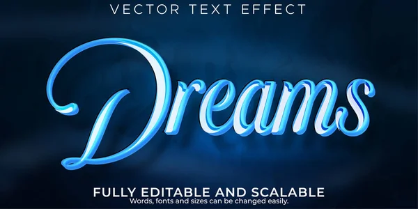 Editierbare Text Effekt Träume Blau Und Nacht Schriftart — Stockvektor