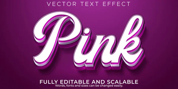 Redigerbar Text Effekt Rosa Flicka Och Mjuk Teckensnitt Stil — Stock vektor