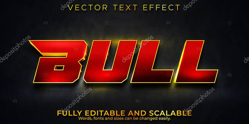 Bull text effect, editable metallic and shiny text style