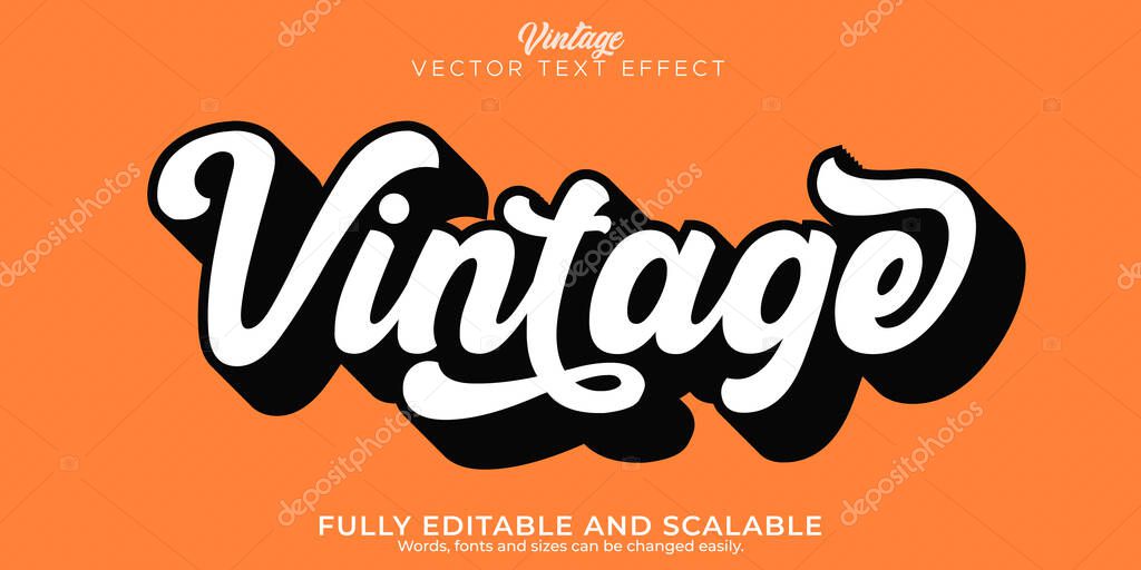 Retro, vintage text effect, editable 70s and 80s text style	