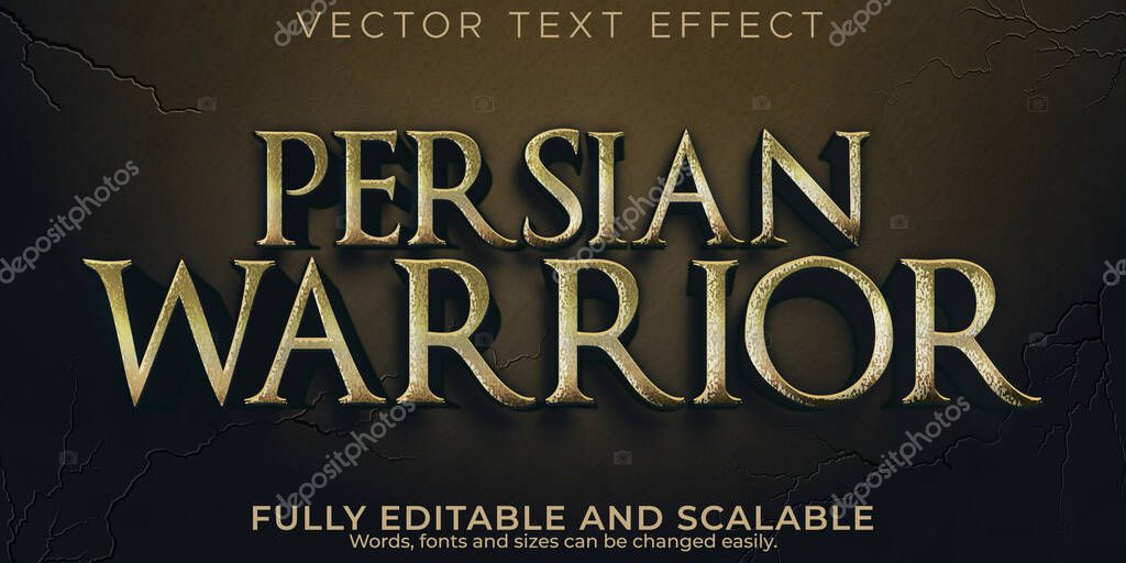 Editable text effect persian, 3d warrior and historic font style