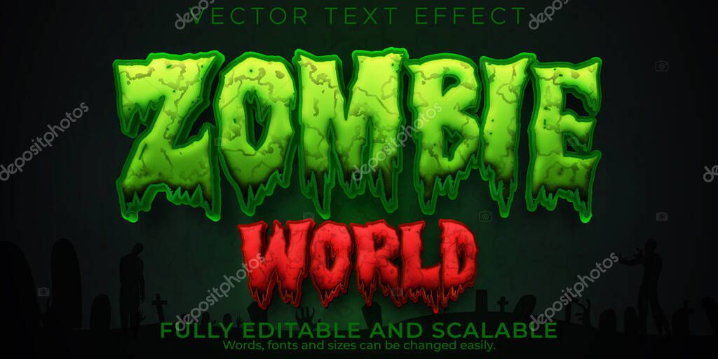 Editable text effect zombie, 3d evil and apocalypse font style