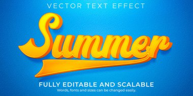 Yaz tatili metin efekti, düzenlenebilir seyahat ve plaj yazı stili