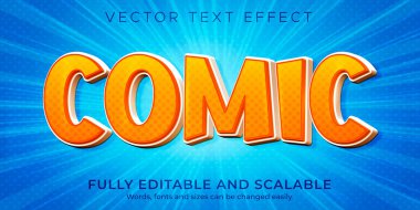 Çizgi film turuncu metin efekti, düzenlenebilir çizgi roman ve komik metin tarzı