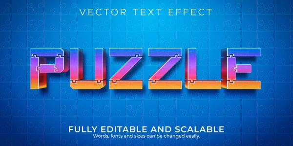 Editable Text Effect Puzzle Game Text Style — Stock Vector