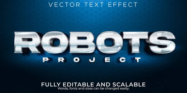 Editable Text Effect Metallic Robot Text Style — Stock Vector