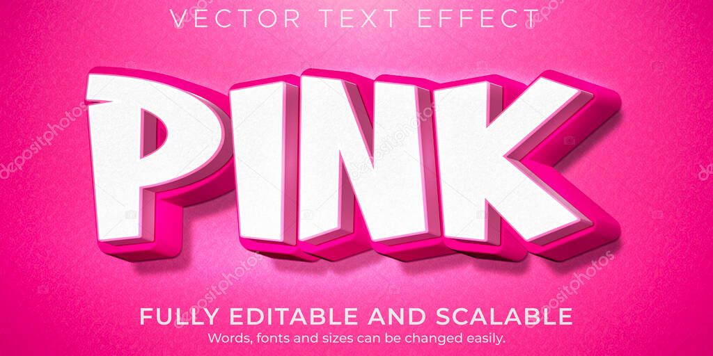 Pink cute text effect, editable light and soft text style