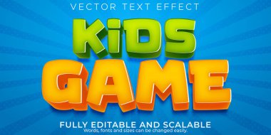 Çocuklar oyun metin efekti; düzenlenebilir çizgi film ve komik metin biçimi